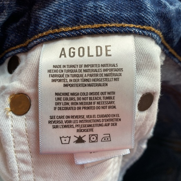 Agolde Dee Ultra High Rise Denim Distressed Blue Jean Shorts size 23 - Picture 12 of 16